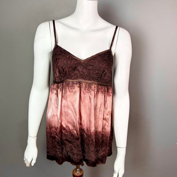 The Limited Tops - Y2k babydoll camisole small burnout velvet‎ fairy grunge vixen pink strappy